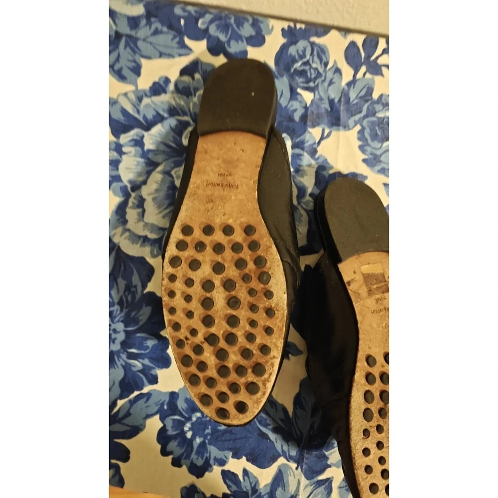 Tory Burch Georgia Backless Loafer Flats Mules Black Gold Logo Sz 10.5 M